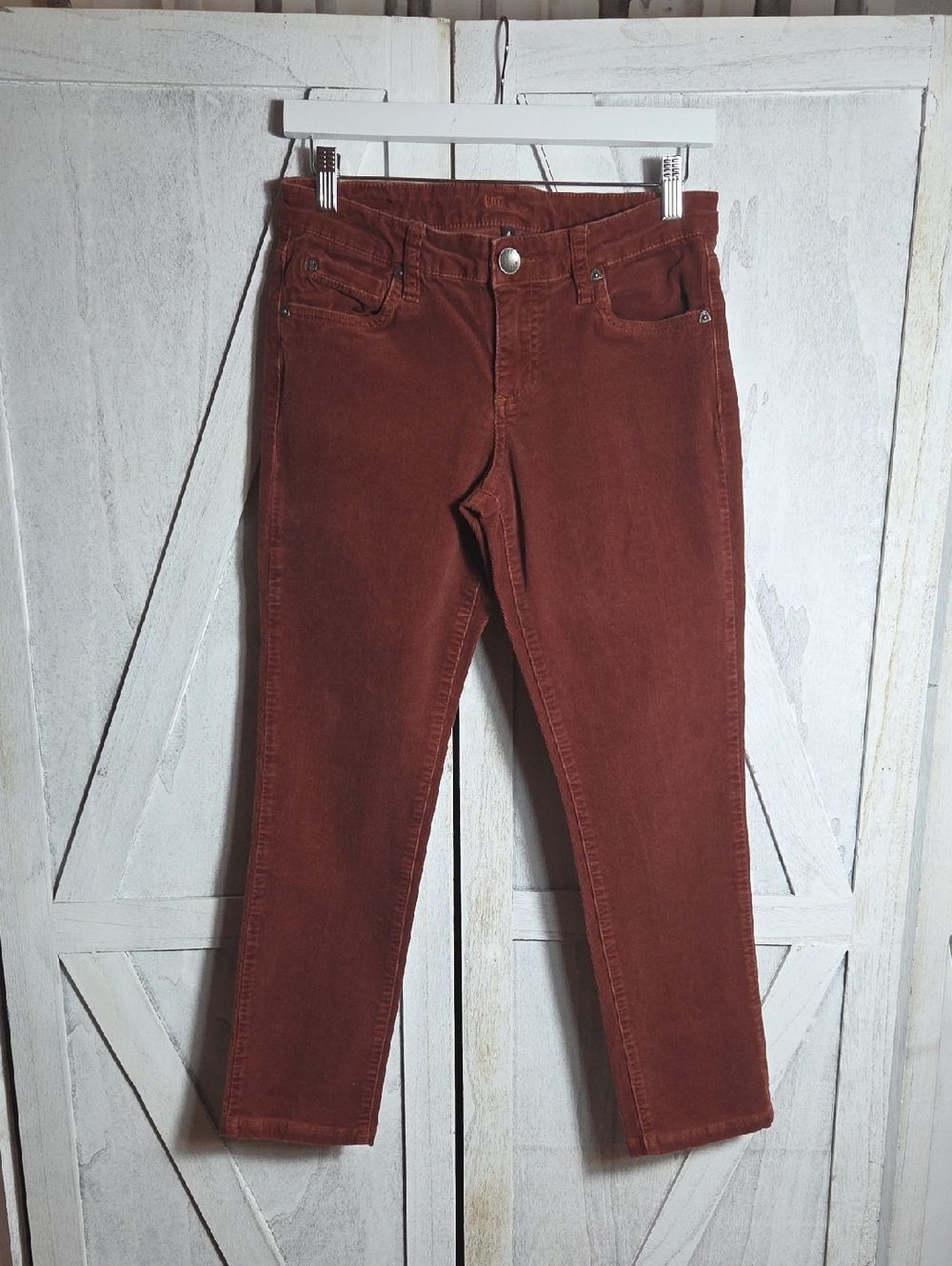 Kut From The Kloth Rust Brown Straight Leg Corduroy Pants Size 4